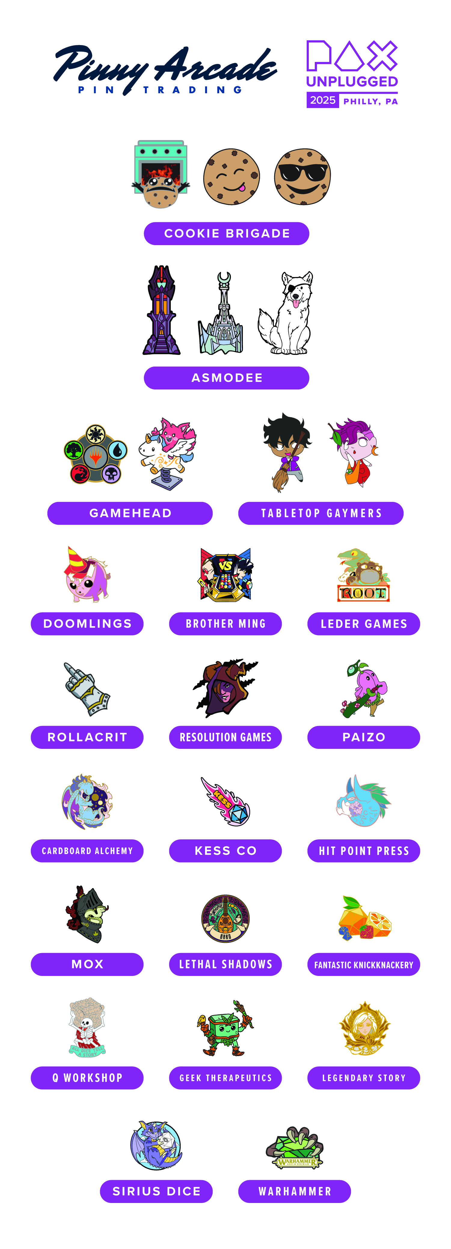 PAX Unplugged 2025 Partner Pins